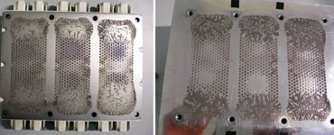 Figure 4. Optical appearance of the interface material after cyclic load. The module is on the left, the heatsink to the right.